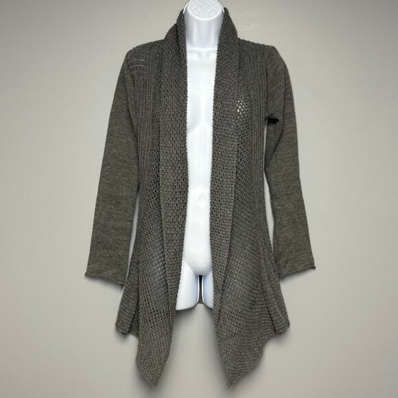 VTG Y2K Say What Open Front Dark Grey Wool Blend Taylored Knit Cardigan Sz M - Picture 1 of 5